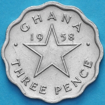 Гана 3 пенса 1958 год.