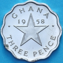 Гана 3 пенса 1958 год. Пруф