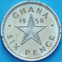 Гана 6 пенсов 1958 год. Пруф