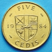 Монета Ганы 5 седи 1984 год.