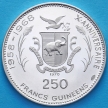 Монета Гвинеи 250 франков 1970 год. Человек на луне. Серебро.