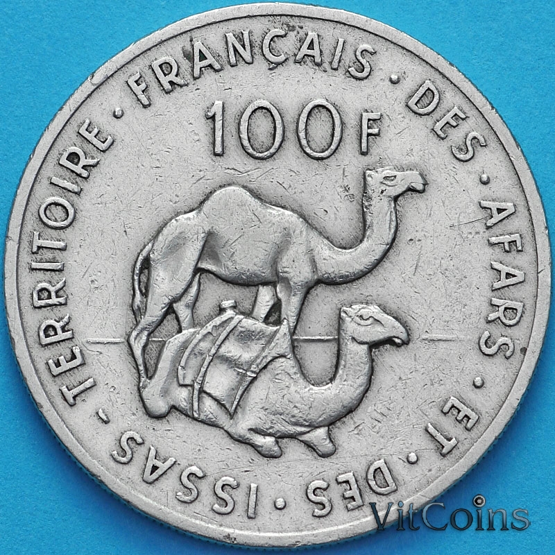 Монета Французская территория Афар и Исса 100 франков 1970 год.