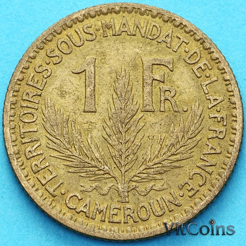 Монета Камерун 1 франк 1925 год.