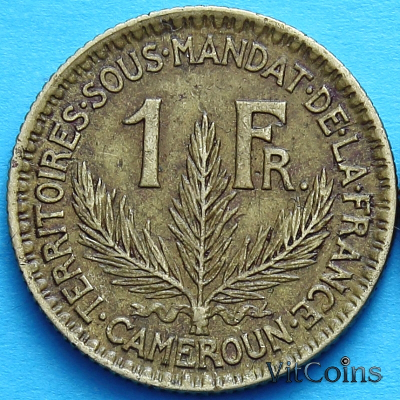 Монета Камеруна 1 франк 1924 год.