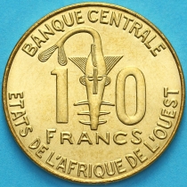 Западная Африка 10 франков 2008 год.