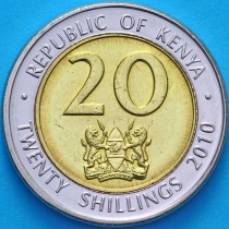 Кения 20 шиллингов 2010 год.