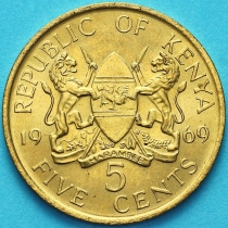 Кения 5 центов 1969 год.
