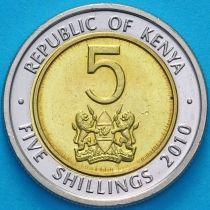 Кения 5 шиллингов 2010 год.