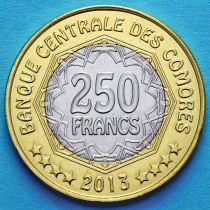 Коморские острова 250 франков 2013 год. 30 лет Центральному Банку.