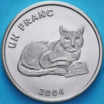 Конго 1 франк 2004 год. Золотая кошка