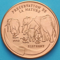 Конго 100 франков 1993 год. Слоны