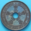 Монета Бельгийское Конго 5 сантим 1887 год.