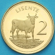 Монета Лесото 2 лисенте 1979 год. Бык. Proof