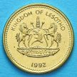 Монета Лесото 1 сенте 1992 год. Соломенная шляпа племени басуто.