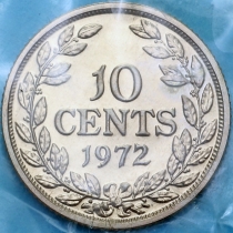 Либерия 10 центов 1972 год. Proof