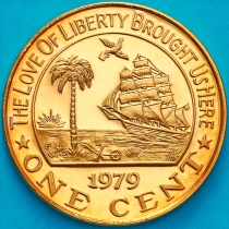 Либерия 1 цент 1979 год. Слон. Proof.