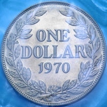 Либерия 1 доллар 1970 год. Proof