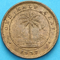 Либерия 1/2 цента  1937 год. Слон. ХF