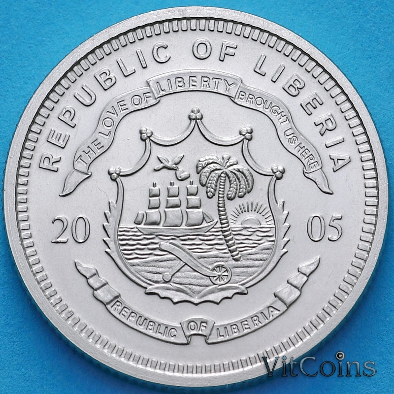 2005 долларов в рублях. Либерия 10 долларов 2005 папа.