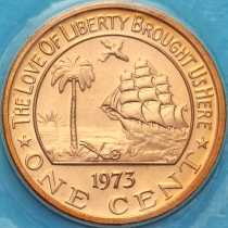 Либерия 1 цент 1973 год. Слон. Proof.