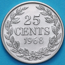 Либерия 25 центов 1968 год.