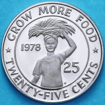 Либерия 25 центов 1978 год. ФАО. Proof