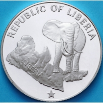 Либерия 5 долларов 1978 год. Серебро. Proof