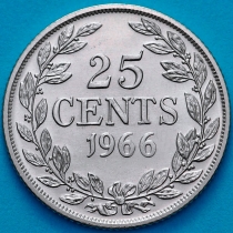 Либерия 25 центов 1966 год.