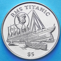 Либерия 5 долларов 1998 год. Титаник.