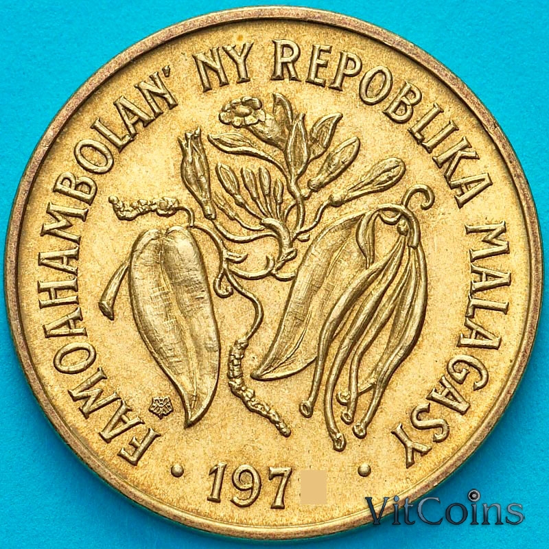 Монета Мадагаскар 10 франков 1970 год.