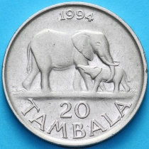 Малави 20 тамбала 1994 год. Слоны.