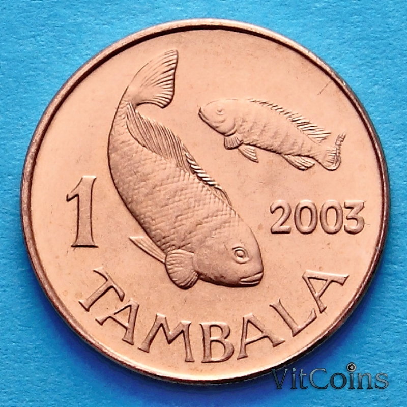 Монета Малави 1 тамбала 2003 год. Тилапия.