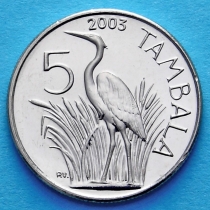 Малави 5 тамбала 2003 год. Пурпурная цапля.