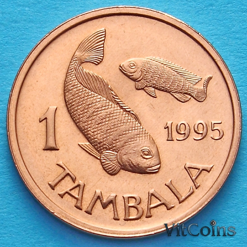 Монета Малави 1 тамбала 1995 год. Тилапия.