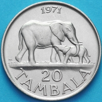Малави 20 тамбала 1971 год. Слоны.