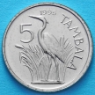 Монета Малави 5 тамбала 1995 год. Пурпурная цапля. Герб.
