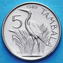 Малави 5 тамбала 1989 год. Пурпурная цапля.