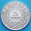 Серебряная монета Марокко 5 франков 1933 год.