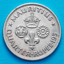 Маврикий 1/4 рупии 1951 год.