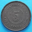 Монета Маврикия 5 центов 1890 год.