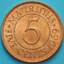 Маврикий 5 центов 1969 год.