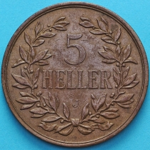 Немецкая Восточная Африка 5 геллеров 1908 год. J. №2