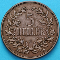 Немецкая Восточная Африка 5 геллеров 1908 год. J. №1