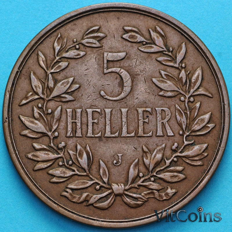 Монета Германская Восточная Африка 5 геллеров 1908 год. J. №1