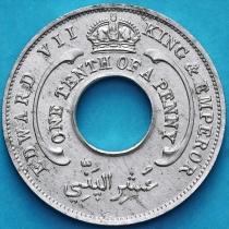 Нигерия и Британская Западная Африка 1/10 пенни 1907 год.
