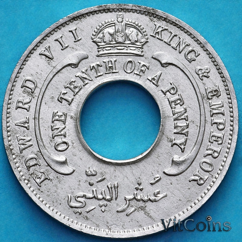 Монета Нигерия и Британская Западная Африка 1/10 пенни 1907 год.