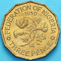 Нигерия 3 пенса 1959 год. aUNC