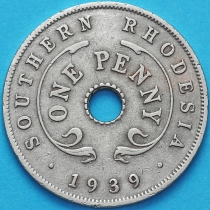 Родезия Южная 1 пенни 1939 год.