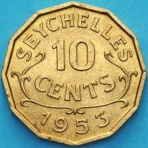 Сейшельские острова 10 центов 1953 год.
