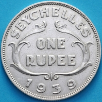 Сейшельские острова 1 рупия 1939 год. Серебро. №1